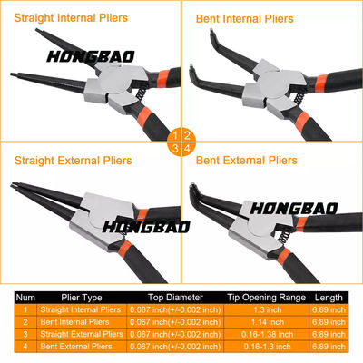 Polegada interna e externo 4PCS 5pc de Ring Pliers Circlip Pliers Retaining 7 da pressão