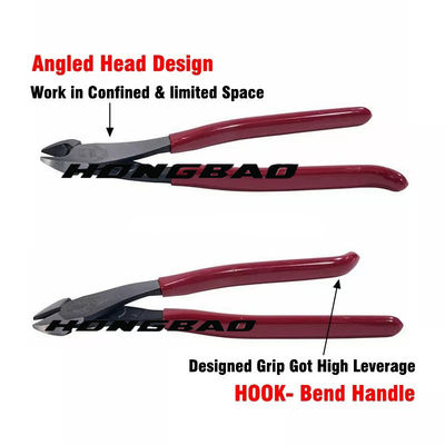 Alicates diagonais de corte laterais 1000v 180mm 6" Bent Angle Head Body Nose 8 11" cabeça delgada
